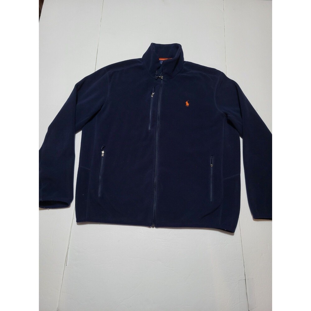 (#20) Polo Performance Ralph Lauren Men's L Navy Blue Full Zip Fleece Jacket
